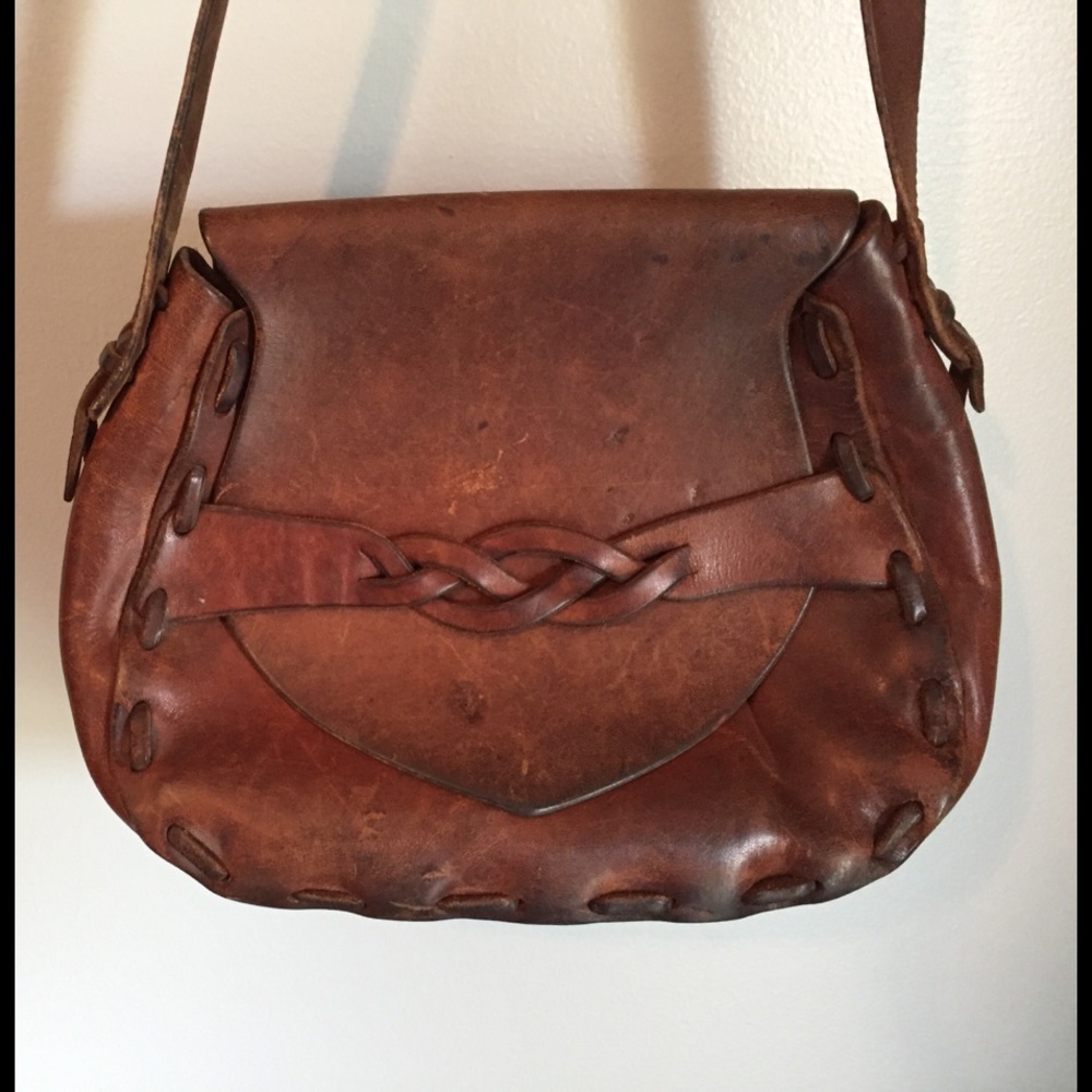 Awesome vintage leather bag! 1970's - Picture 2 of 13